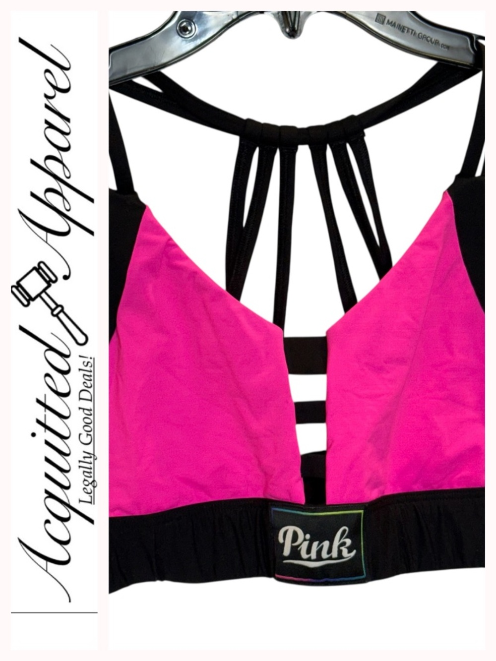 PINK by Vicrorias Secret Ultimate Strappy Sports Bra in Hot Pink and Black